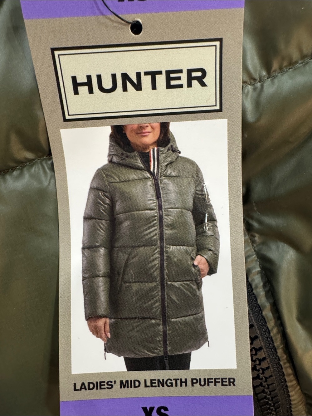 Hunter Ladies Mid-Length Puffer Jacket - Olive